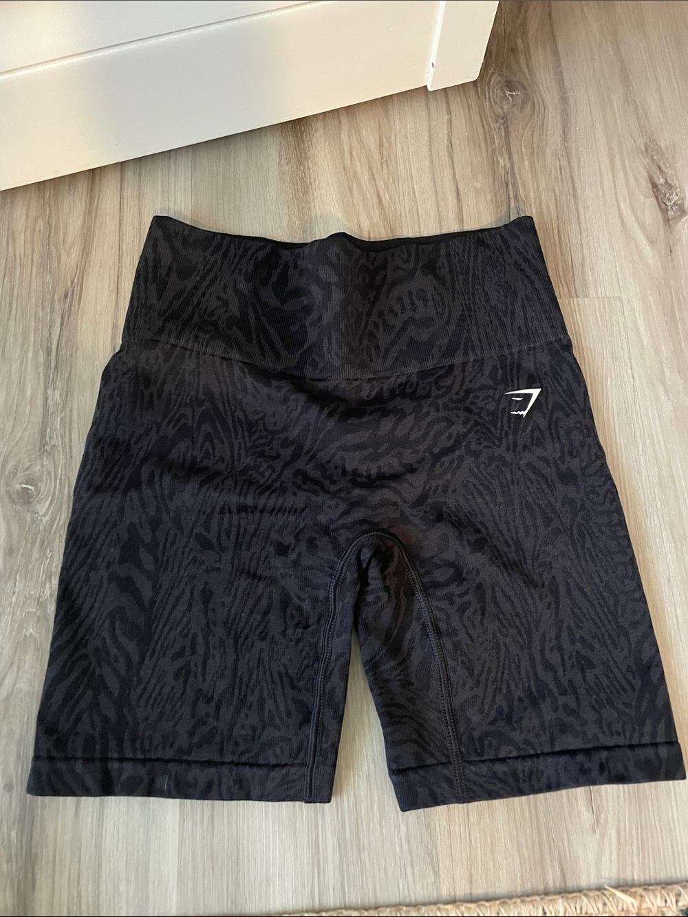 Gymshark Black Tone-on-Tone Printed High-Waist Bike Shorts